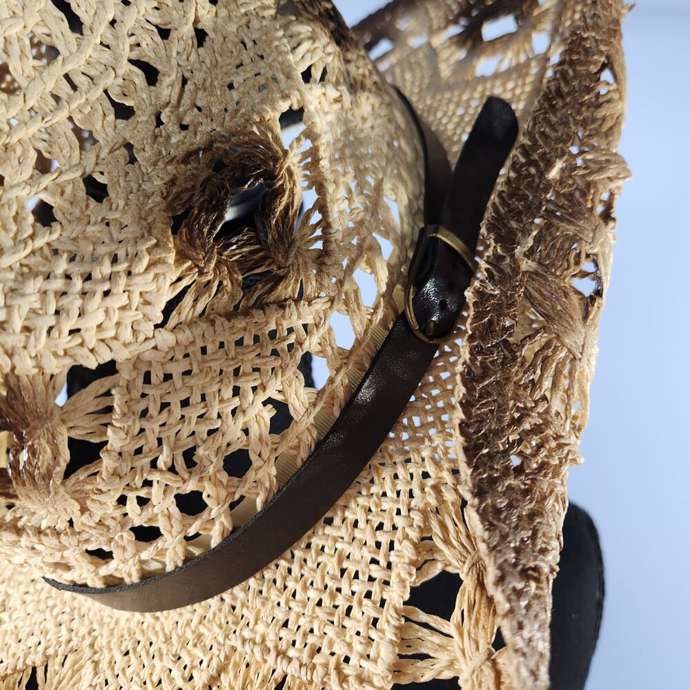 Jacobson Hat Co. Vented Seagrass Western Brown Band Straw Hat - Picture 6 of 6